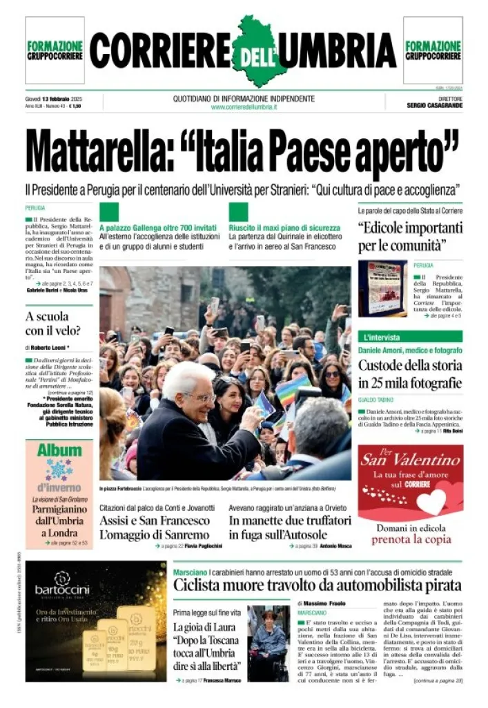 Prima-pagina-corriere umbria-del-2025-02-13